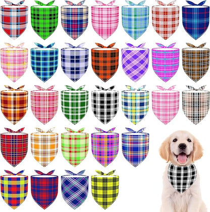 30 Pcs Plaid Dog Bandanas for Small Dogs Medium Stitch Dog Bandana Bulk by Bestwishforyou