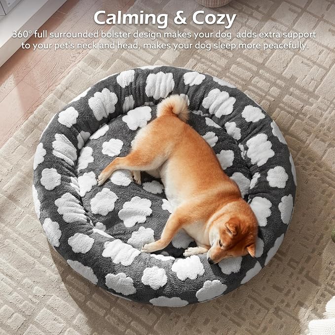 JOEJOY Donut Dog Bed Medium Size Dog, Cute Round Calming Pet Bed - Image 7