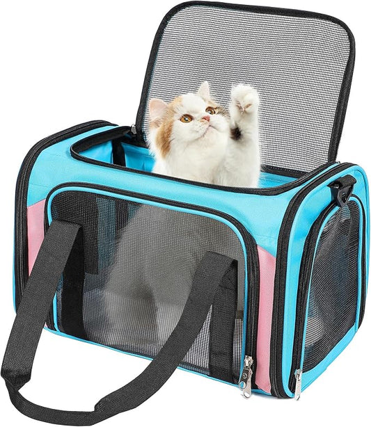 Discala Cat Dog Carrier Up to 15 Lbs TSA Airline Approved Pet Carrier by Discala
