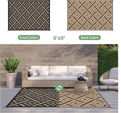 GENIMO Outdoor Rug for Patio Clearance, Reversible Plastic Straw Rugs for RV - Image 3