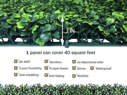 Artificial Boxwood Roll, 48x120 in UV-Anti Faux Ivy Boxwood Hedge Leaf Grass - Image 3
