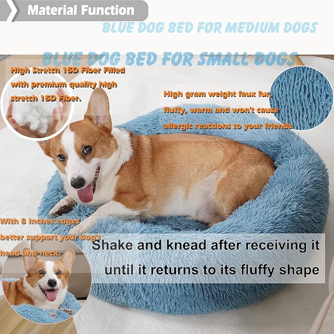 Calming Donut Dogs Beds for Small Dogs Washable, 28inch Plush Round Pet Bed for - Image 2