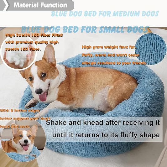 Calming Donut Dogs Beds for Small Dogs Washable, 28inch Plush Round Pet Bed for - Image 2