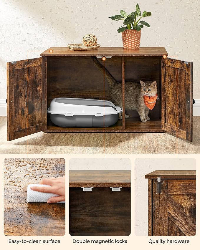 Feandrea Cat Litter Box Enclosure, Litter Box Furniture Hidden - Image 8