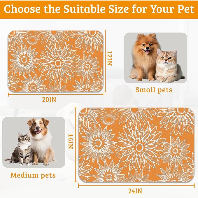 Retro Geometric Aesthetic Dog Food Mat, Quick Dry Dog Placemat Non Slip Rubber - Image 6