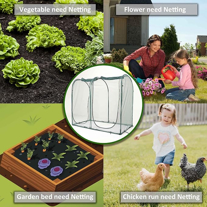 Poray Large Tunnel 73''x37''x61''Plant Netting Cover, 5FT Tall Crop Cage Tomato - Image 7
