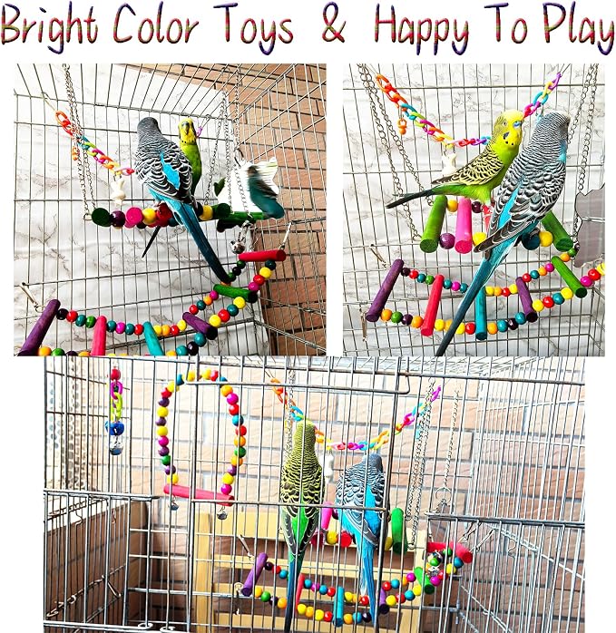 Bird Parakeet Cockatiel Toys, ESRISE Birds Cage Accessories Swing Climbing - Image 4
