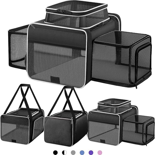 Top and 2 Sides Expandable Cat Carrier 18x11x11, TSA Airline Approved Dog by SHARLOVY