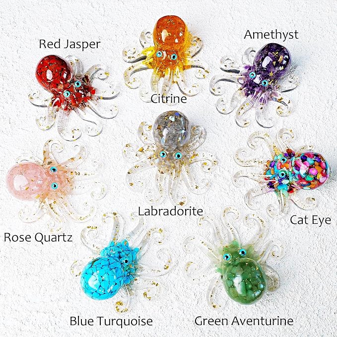 Natural Crystal Gravel Octopus Resin Marine Animals Fish Tank Decorative - Image 3