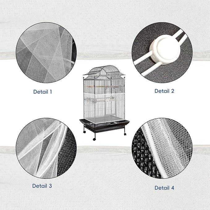 Adjustable Birdcage Seed Feather Catcher Bird Cage Net Cover Soft Skirt Guard - Image 5