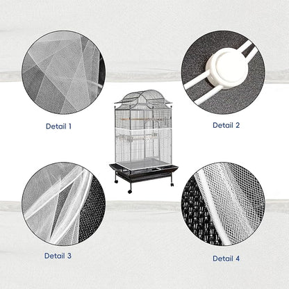 Adjustable Birdcage Seed Feather Catcher Bird Cage Net Cover Soft Skirt Guard - Image 5