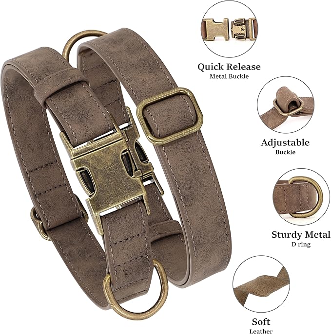 Didog Soft PU Leather Dog Collar, Stylish Quick Released Dog Collars - Image 2