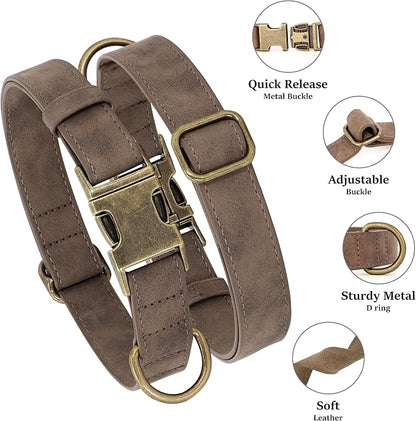 Didog Soft PU Leather Dog Collar, Stylish Quick Released Dog Collars - Image 2