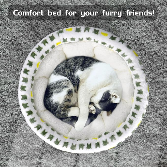 Super Soft Small Dog & Cat Bed, Anti-Anxiety Puppy Cuddler, Cozy Round Fluffy - Image 2