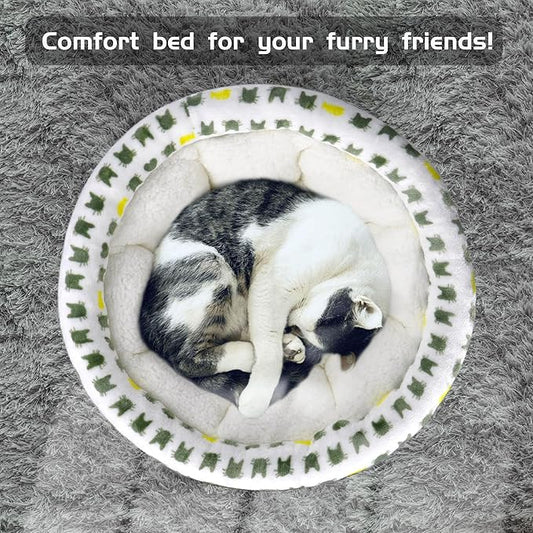 Super Soft Small Dog & Cat Bed, Anti-Anxiety Puppy Cuddler, Cozy Round Fluffy - Image 2