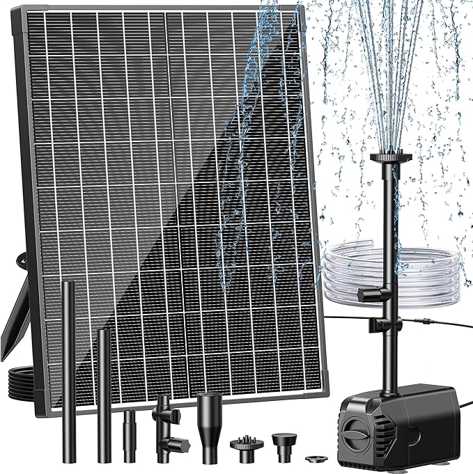 Biling 20W Solar Fountain Pump, 320 GPH Solar Pond Fountain Adjustable Flow by biling