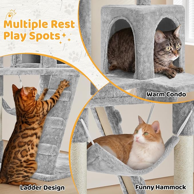 Yaheetech | 54in Cat Tree | Multi-Level Cat Tower w/Spacious Perch, Cozy Condo - Image 4