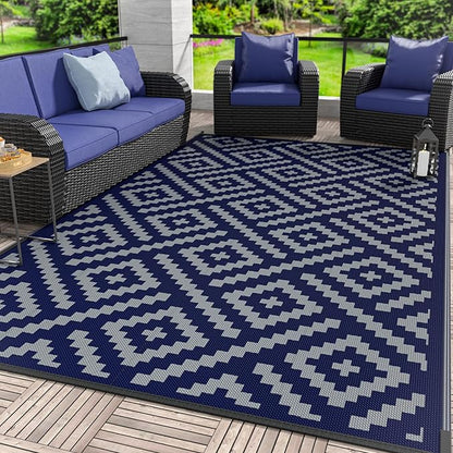 GENIMO Outdoor Rug for Patio Clearance, Reversible Plastic Straw Rugs for RV by GENIMO