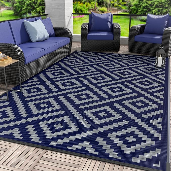 GENIMO Outdoor Rug for Patio Clearance, Reversible Plastic Straw Rugs for RV by GENIMO