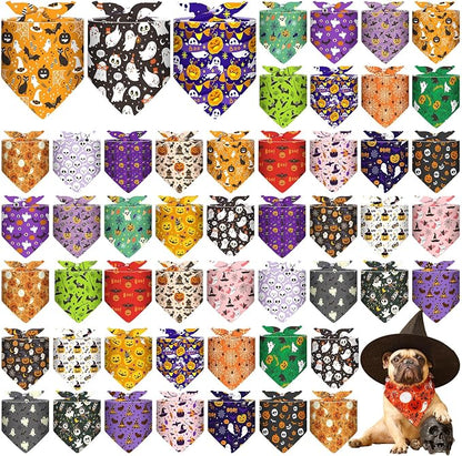 Sanwuta 48 Pcs Halloween Dog Bandanas Bulk Pumpkin Dog Bandanas Adjustable by Sanwuta