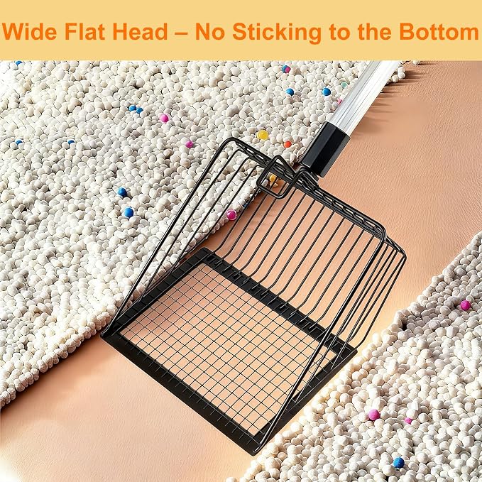 Cat Litter Scoop with Extendable Long Handle, 22.2"-42.5" No Bending Back Metal - Image 5