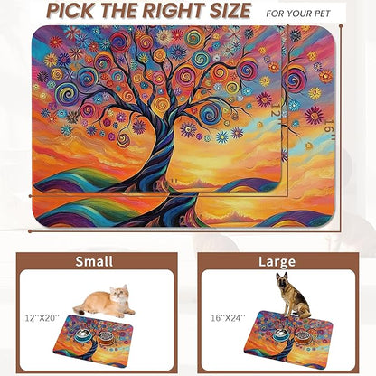Abstract Tree Flowers Dog Food Mat - Image 2