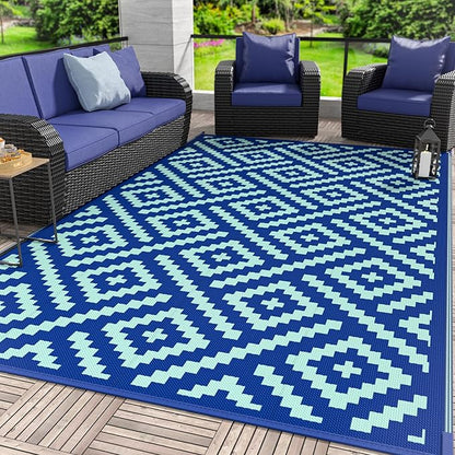 GENIMO Outdoor Rug for Patio Clearance, Reversible Plastic Straw Rugs for RV by GENIMO