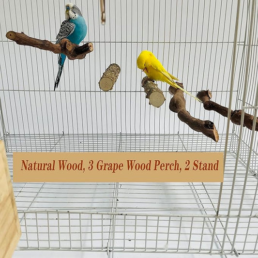 5PCS Bird Perch Stand Natural Wooden Parrot Stand Branch, 3 Grape Wood Perch - Image 2