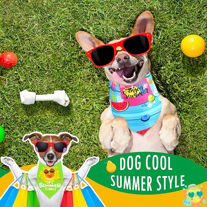 Frienda 20 Pcs Summer Spring Dog Bandanas Hawaiian Style Washable Triangle Pet - Image 5