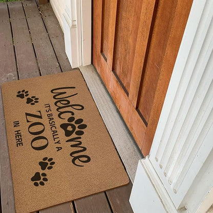 Funny Pet Welcome Door Mats, It's Basically a Zoo in Here Door Mat - Image 4
