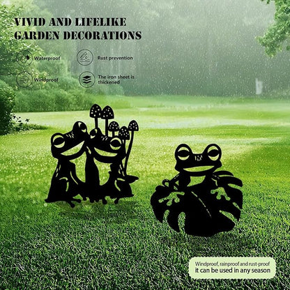 3 Pack Frog Metal Garden Decorative Stakes, Weather Proof Silhouette Statues - Image 3
