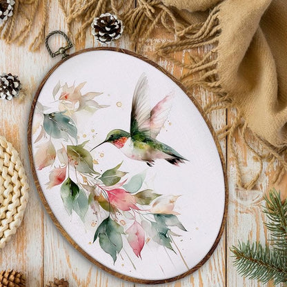 DILSJ Hummingbird Botanical Oval Wall Art Decor, Farmhouse Green Hummingbird - Image 6