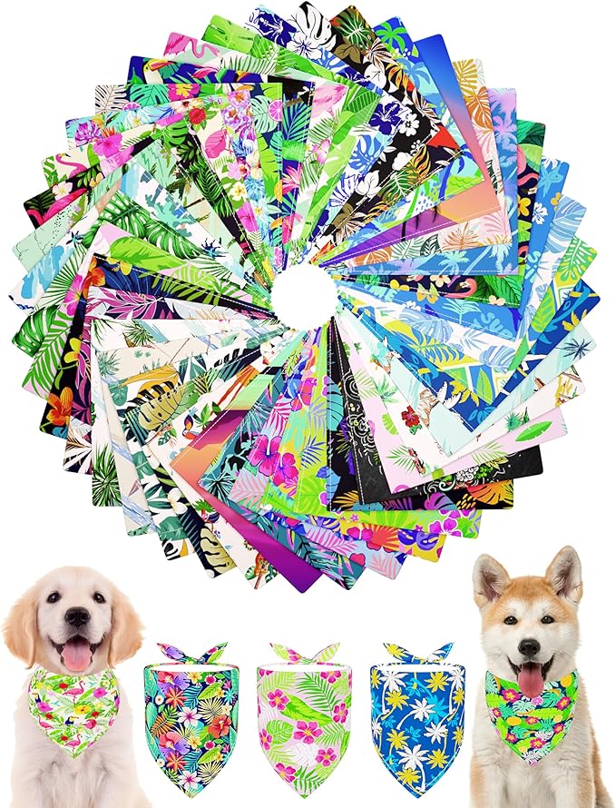 PET SHOW 50 Pack Hawaiian Dog Bandanas Bulk by PETSHOW