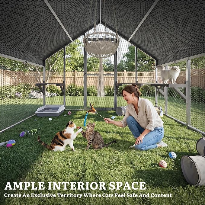 DWVO 94 Inch Catio Outdoor Cat Enclosure, Large Outdoor Cat House - Image 3