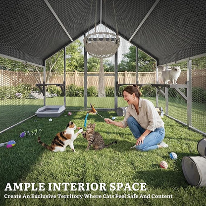 DWVO 94 Inch Catio Outdoor Cat Enclosure, Large Outdoor Cat House - Image 3