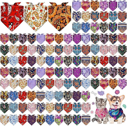 Sanwuta 120 Pcs Paisley Dog Bandanas Bulk Paisley Bandanas by Sanwuta