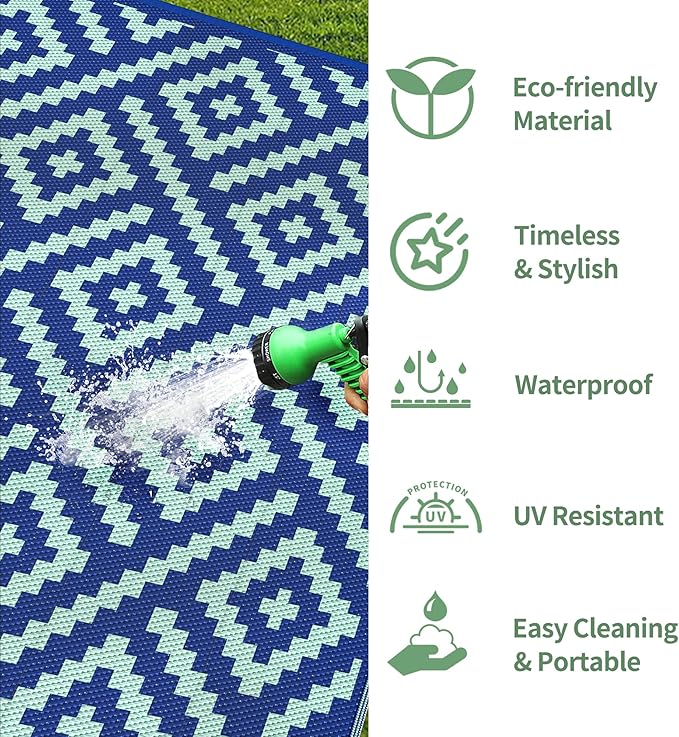 GENIMO Outdoor Rug for Patio Clearance, Reversible Plastic Straw Rugs for RV - Image 6