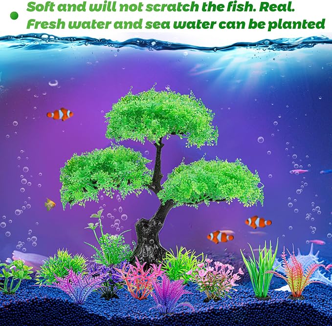Ameliade Aquarium Artificial Plastic Plants Decoration, Aquarium Tree Decor Set - Image 7