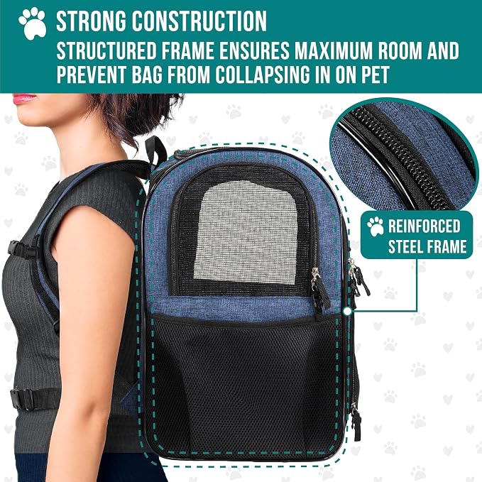 PetAmi Dog Backpack Carrier for Small Large Cat, Ventilated Pet Hiking Backpack - Image 6