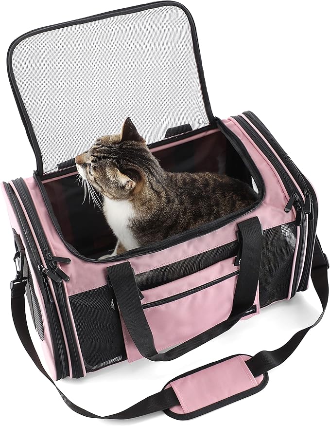 Soft-Sided Pet Carrier for Cats Small Dogs of 15 Lbs Medium Pink - Image 2