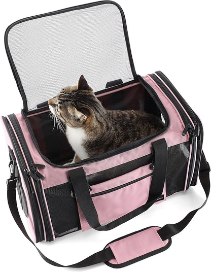 Soft-Sided Pet Carrier for Cats Small Dogs of 15 Lbs Medium Pink - Image 2