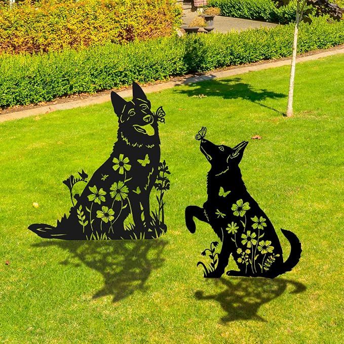 German Shepherd Metal Garden Stakes Yard Decor, Lawn Ornaments - Image 6