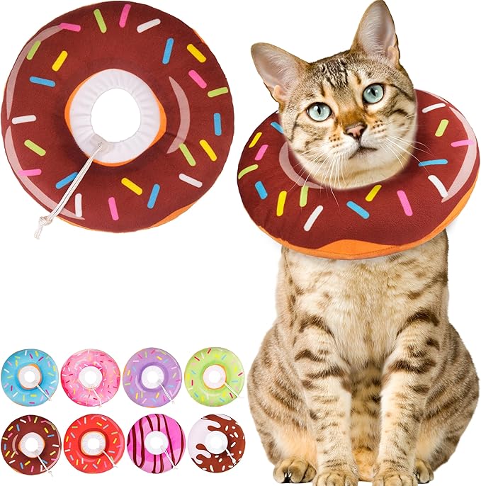 Cat Cone Collar Soft, Cute Cat Donut Collar After Surgery, Adjustable Kitten by Unknown