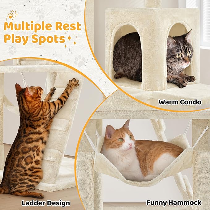 Yaheetech Cat Tree, 54in Tall Cat Tower - Image 4