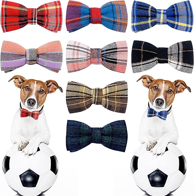 PET SHOW 8pcs Plaid Small Dogs Collar Bow Ties Puppies Cats Collar Charms by PETSHOW