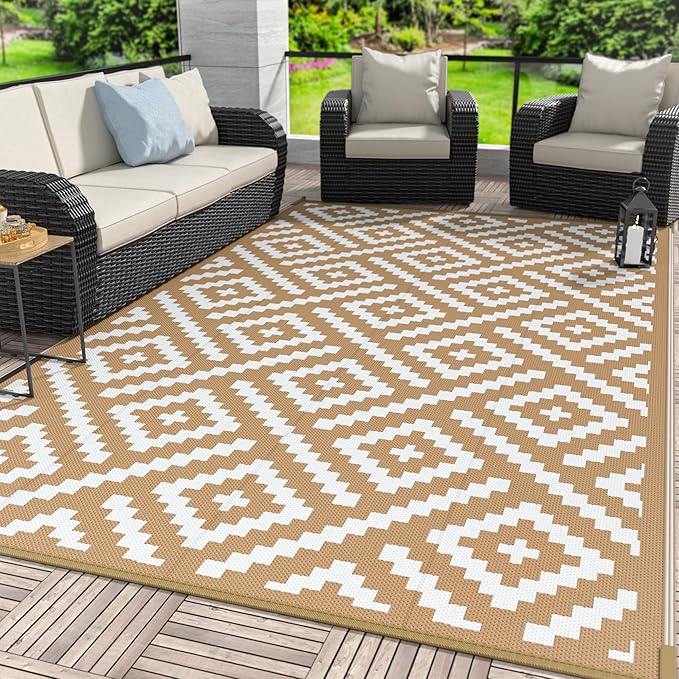 GENIMO Outdoor Rug for Patio Clearance, Reversible Plastic Straw Rugs for RV by GENIMO
