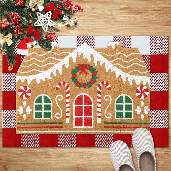 Tinideya 2 Pcs Door Mat Welcome Non Slip Coir Mats Floor Layering Doormats - Image 5