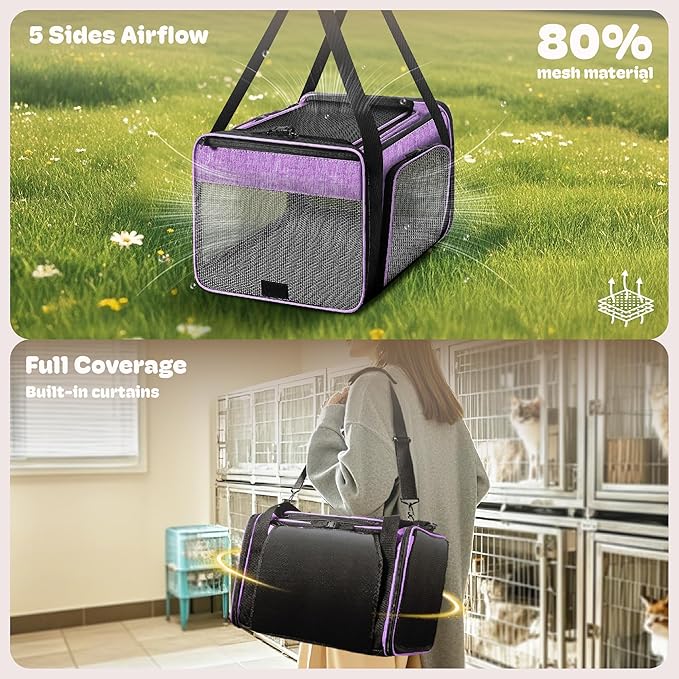 Top and 2 Sides Expandable Pet Carrier 17x11x9.5, TSA Airline Approved Small - Image 3