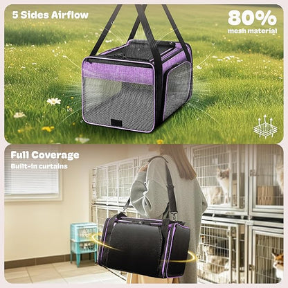 Top and 2 Sides Expandable Pet Carrier 17x11x9.5, TSA Airline Approved Small - Image 3