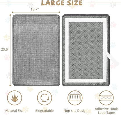 Gray Cat Scratching Mat Sisal, 2 Packs Sisal Fabric Large Cat Scratching Pad - Image 2